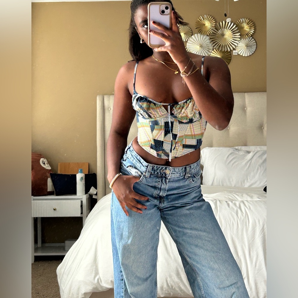 Urban Outfitters Multicolor Patchwork Crop Top